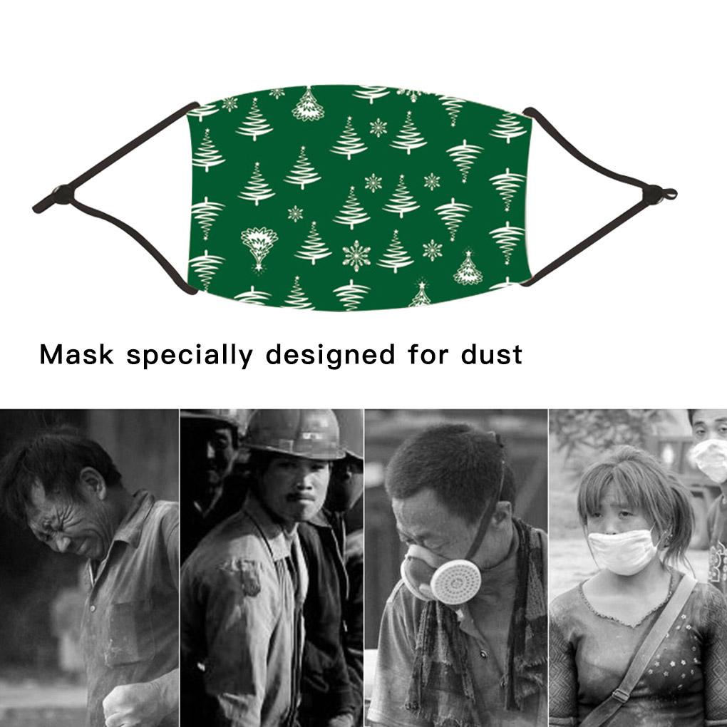 Staubmaske mit Weihnachtsmotiv, bedruckt, staubdicht, Polyester-Gesichtsmaske mit elastischem Ohrband und Filter Typ 5