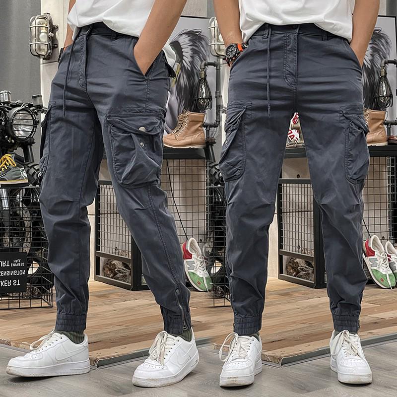 StrideBox Heren Retro Elastische Taille Losse Manchet Overalls voor Lente & Zomer 3XL grijze kleur