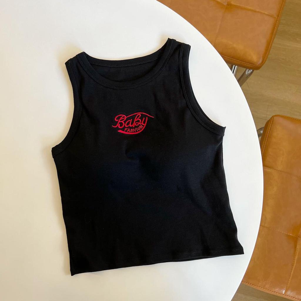 Jennie Fashion Vielseitiges Sportliches Weißes Buchstaben Camisole Tanktop für Damen