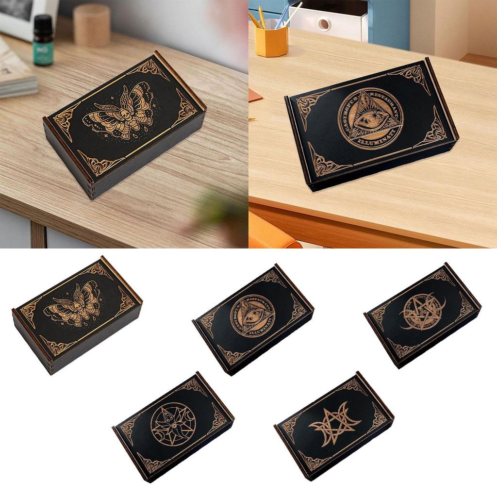 Holz Tarot Box Rechteckig Schiebend Heimdeko Sammlerstück Dekorativ Geschenk Kartenorganisator Tarots Kartenbox Schmuck Andenkenbox