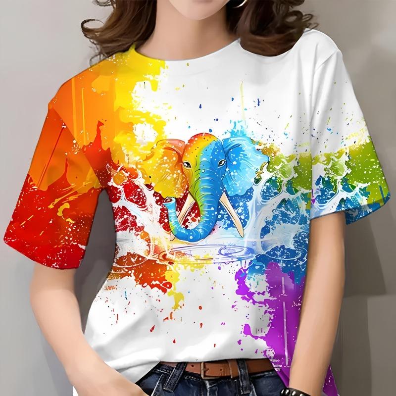 Summer Hot Sale Beautiful Star 3D Print Short Sleeve round Neck T-Shirt Women's Fashionable Casual Polyester Top