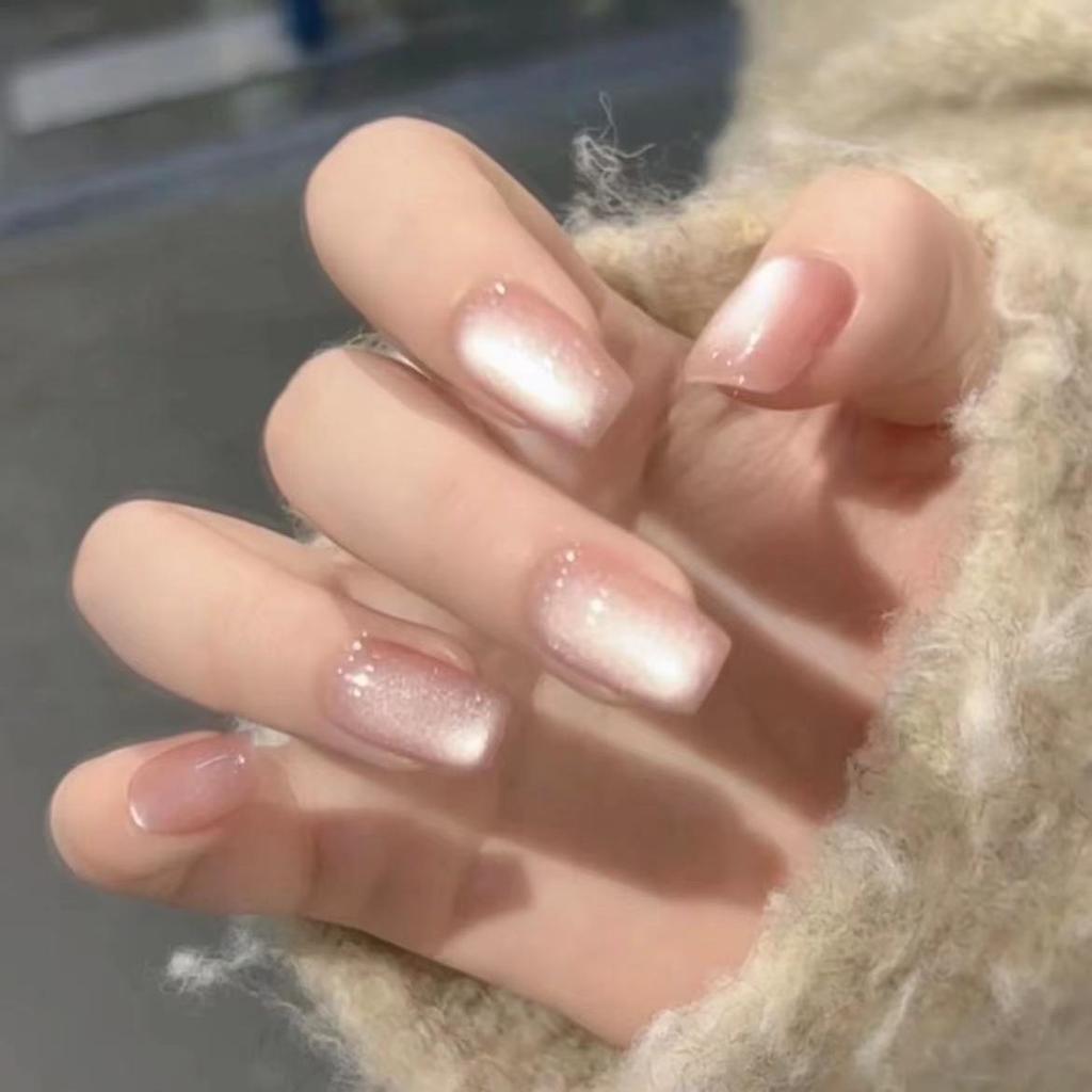 Pure Hand-made Phototherapy Nail Art Ghost Powder Crystal Wear Nail Finished Product Reused Nail Art Patch To Show Whiteness