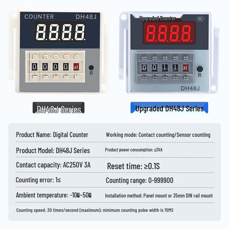 Industrial Digital Display Counter DH48J-8, High Precision 11A, Power Failure Memory, for Automated Punch Press.