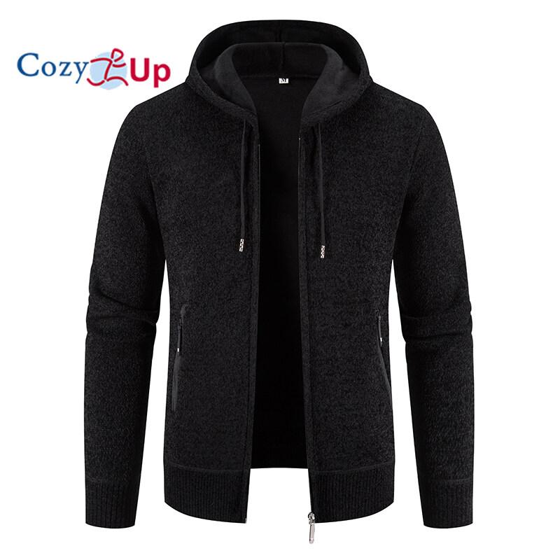 Cozy Up Nuevo Suéter para hombre con capucha de lana cálido tejido Color sólido Casual