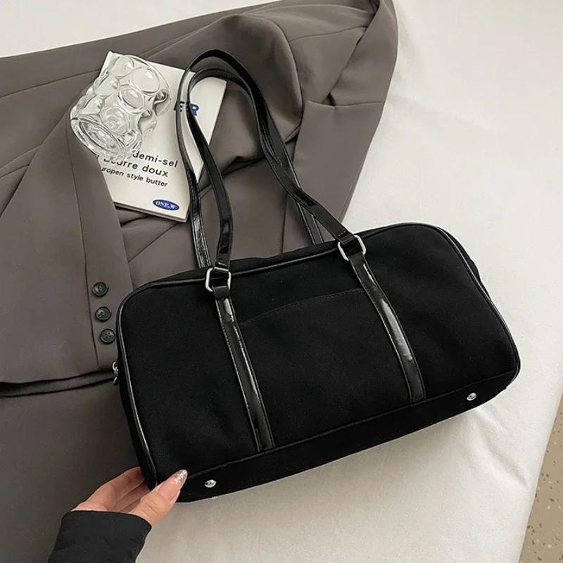 

Women Casual Large Capaci Suede Bag Autumn and Winter Retro Brown Commuter Shoulder Bag Pillow Bag Purses and Handbags