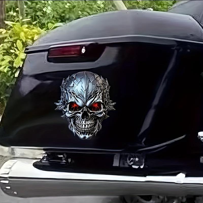 Wasserdichter Totenkopf-Aufkleber mit roten leuchtenden Augen für Autos, Motorräder und Fahrräder