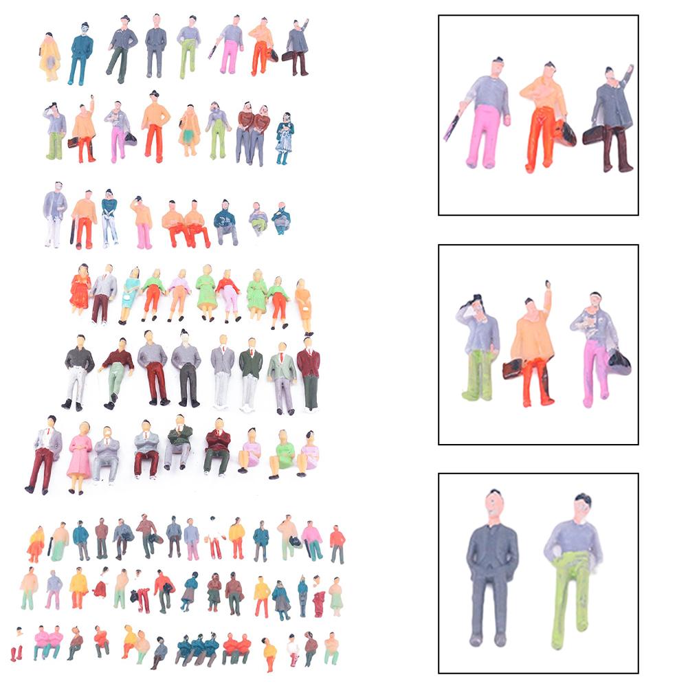 100Pcs People Figures Model 1:50 1:75 1:100 Scale Architectural Painted Models Human Scale Model Mixed Color ABS People Figures