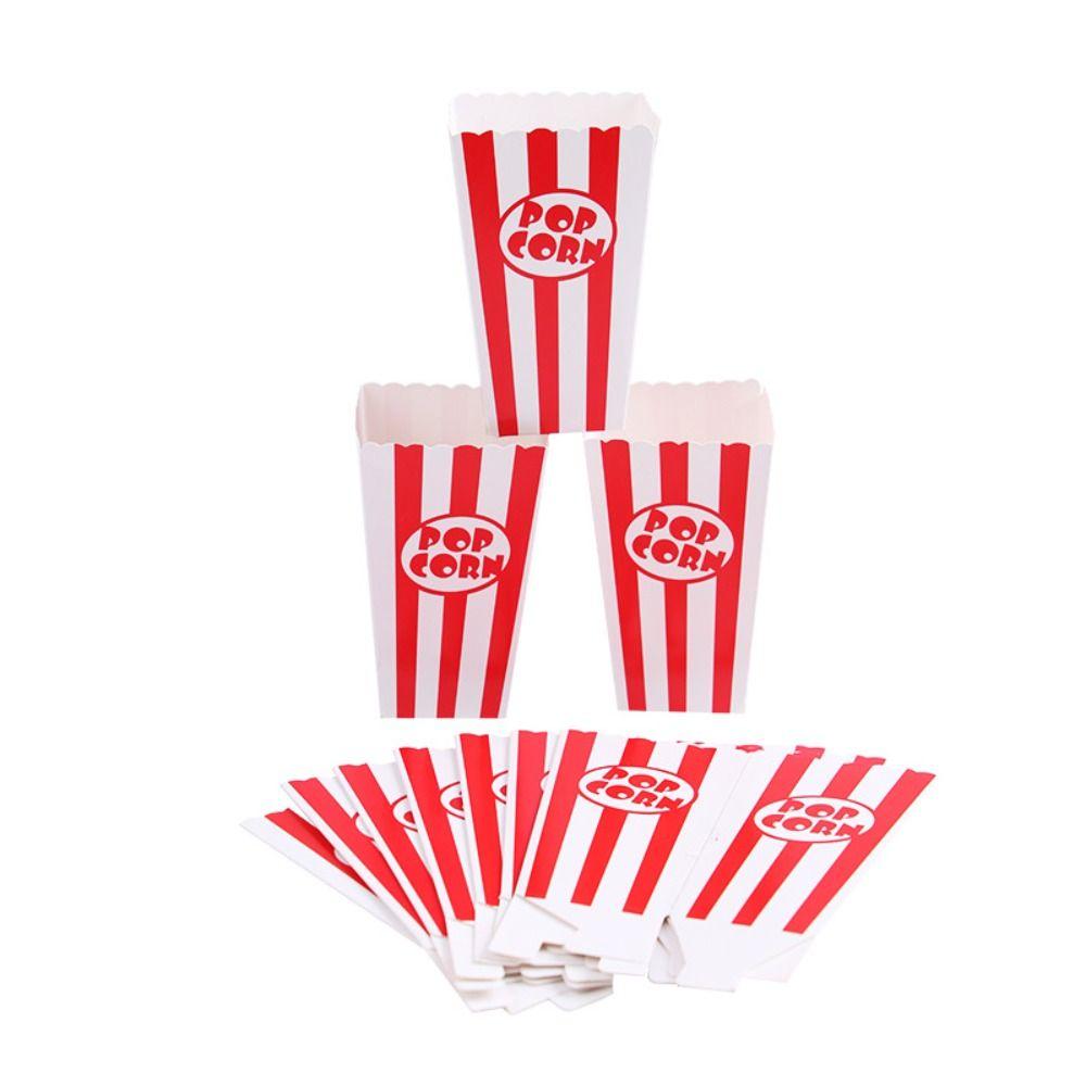 12pcs DIY Gifts Paper Popcorn Striped Bags Folding Snack Containers Popcorn Paper Boxes Carnivals