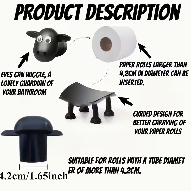 Cute Sheep Toilet Paper Holder Tissue Holder Hanging Bathroom Toilet Paper Holder Roll Paper Holder Towel Rack Stand Storage Rack
