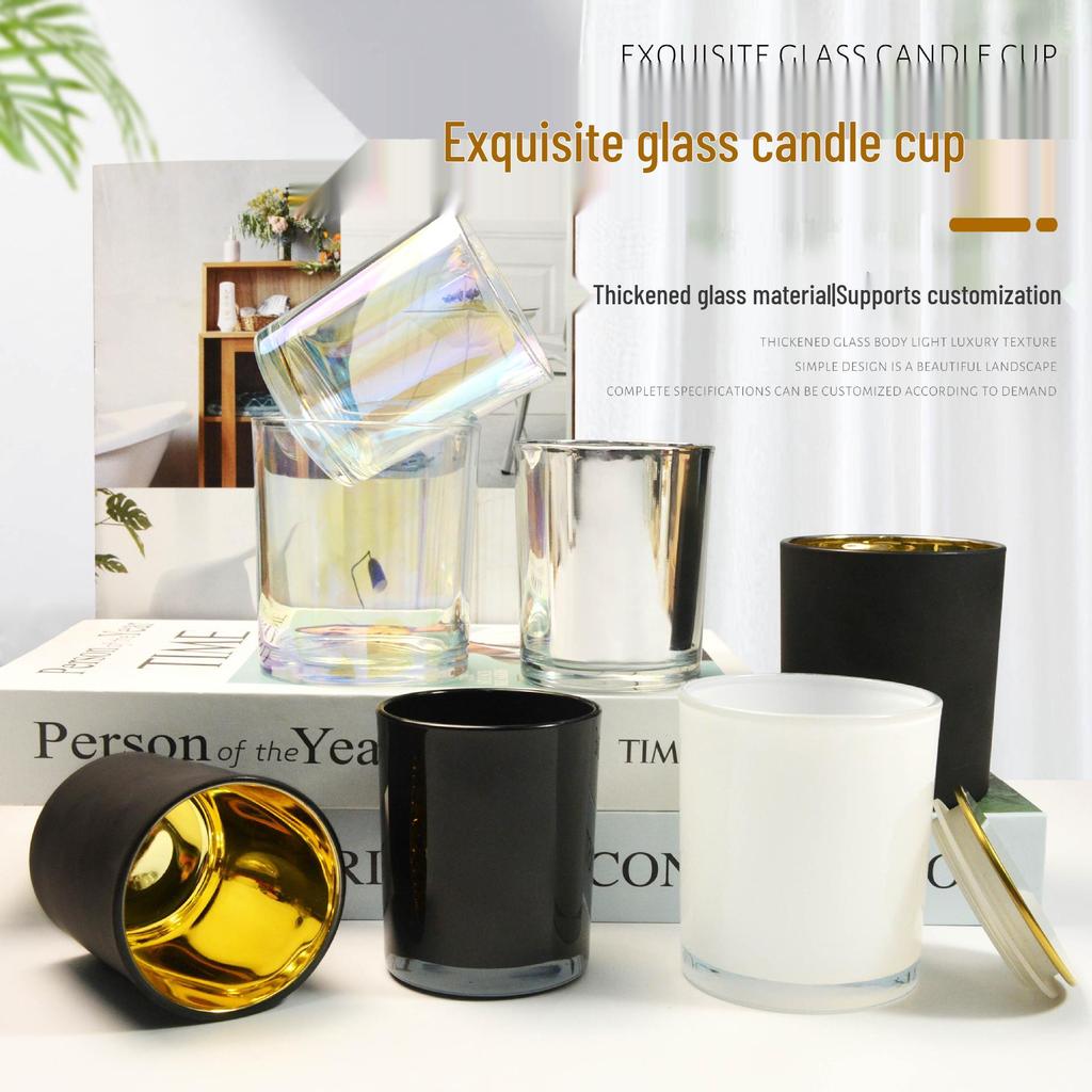 Romantic Black Frosted Glass Candle Holder for DIY Aromatherapy