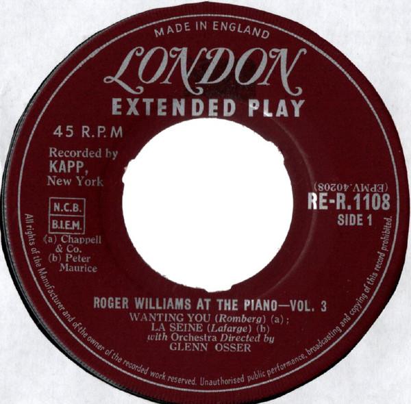 

7inch Record ROGER WILLIAMS - Roger Williams At The Piano Vol. 3 RER1108 London Records - UK Jazz Used