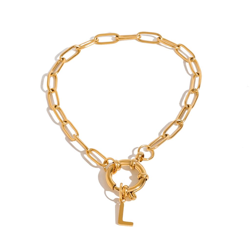 Custom Logo Stainless Steel Sailor Clasp Bracelet Alphabet Charm Bracelet Tarnish-Free ODM Jewelry