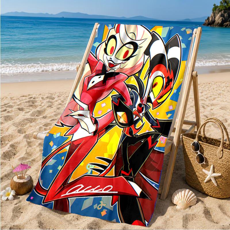 Vibrant Devilish Hazbin Beach Towel Microfiber Beach Towel, Lightweight and Quick-Dry, for Summer Travel, Swimming Pool Fan Birthday Gift