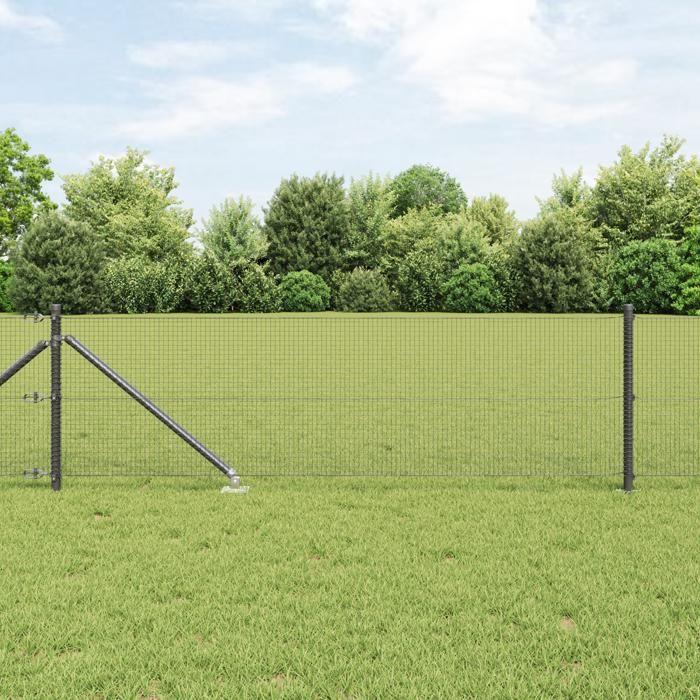 VidaXL Clôture en fil soudé avec 13 piquets gris 0.4x100 m en acier 3352248