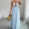 2025 New European and American Holiday Style Striped Neck Halter Dress Summer Slim and Thin Dress
