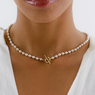 [POPTS] Basic Pearl Earth Toggle Bar Necklace OTN222518PYW