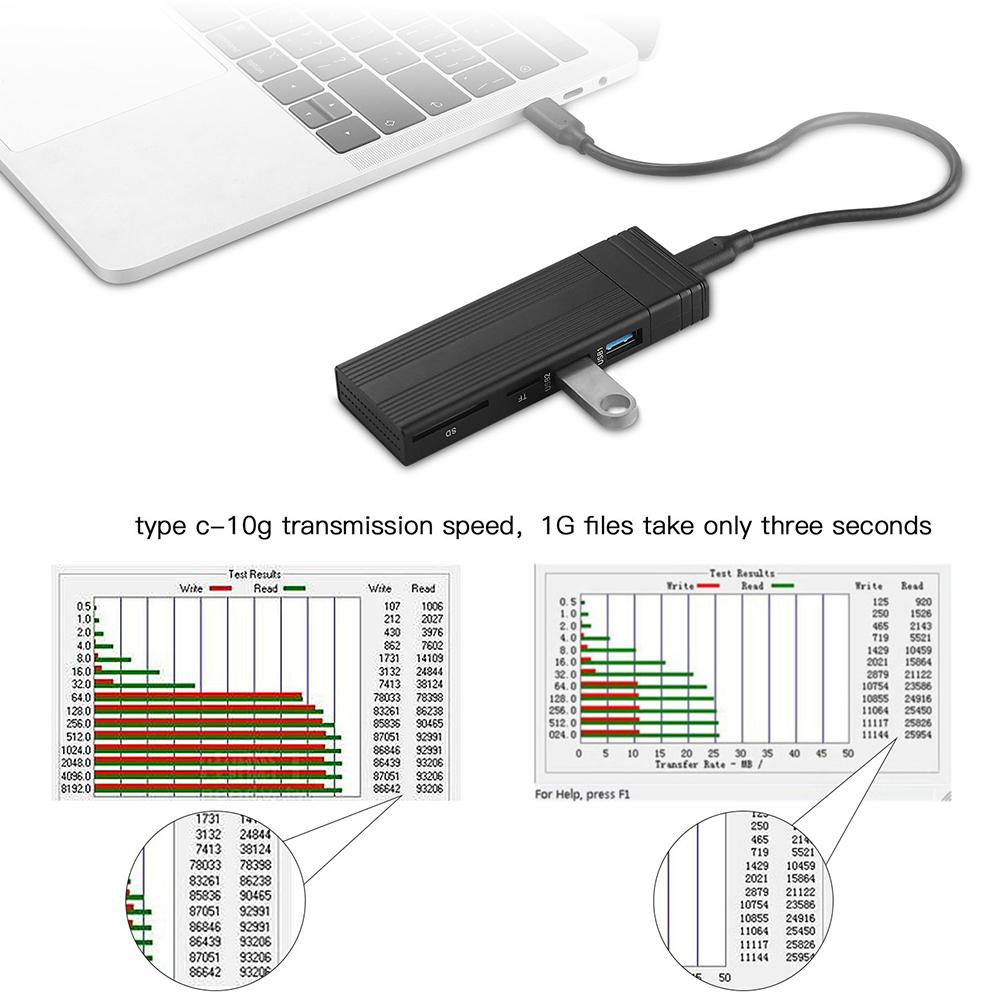 M2 NVME NGFF Mobile SSD Case M.2 SSD Enclosure External USB HUB USB 3.2 Gen 2 Type C Adapter Dock 10Gbps for Desktop Laptop