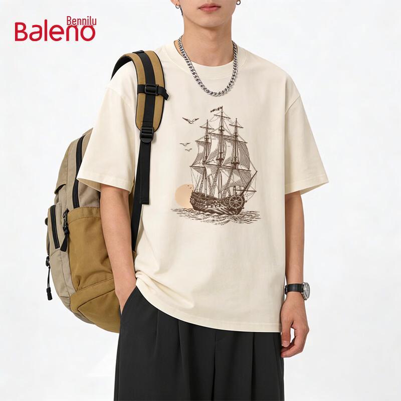 Baleno Men s Retro Hong Kong Style Loose Fit Short Sleeve T-Shirt 5XL