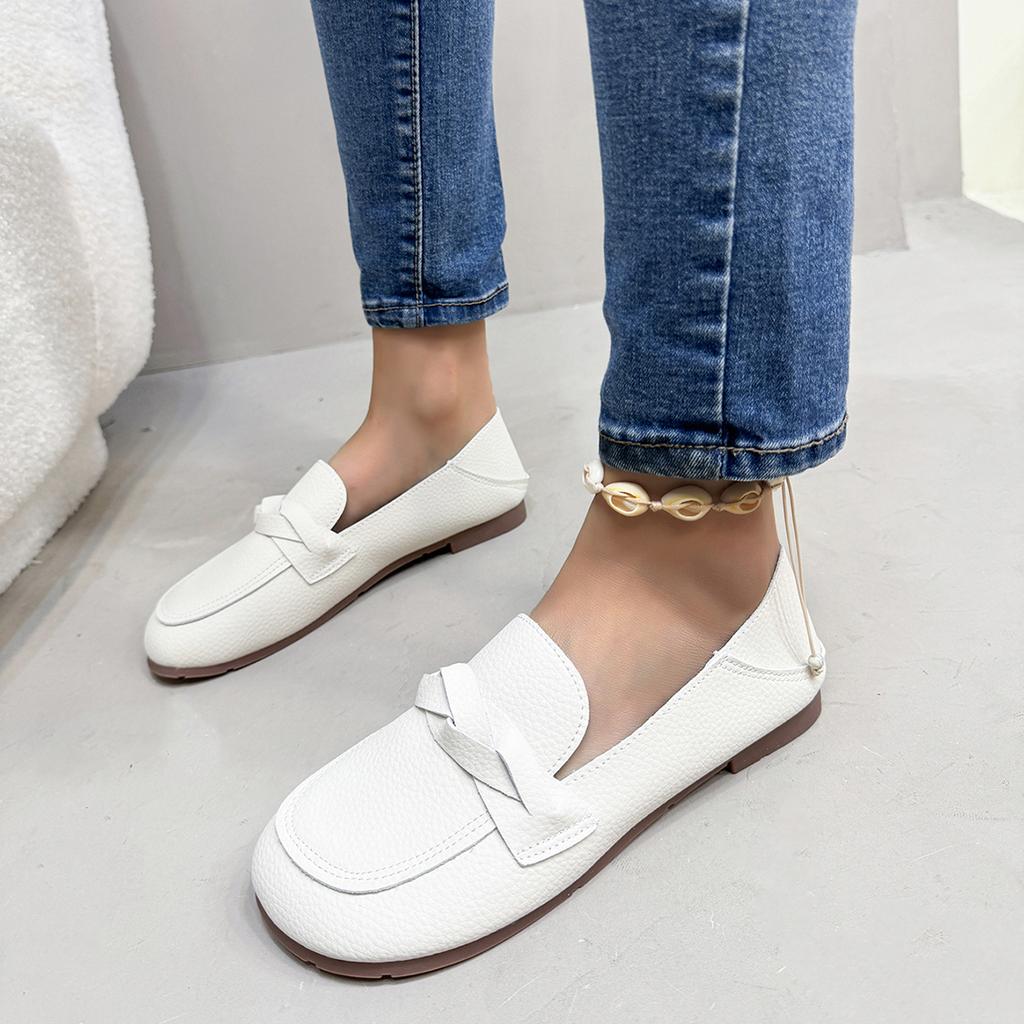 New Flats Women Shoes Loafers Leather Woman Flats Slip On Women's Loafer Female Moccasins Shoe Plus Size 35-43