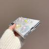 3D Daisy Flower Glitter Clear Case For Samsung Galaxy Z Fold 7 6 5 4 Cute Floral Pearl Shockproof Cover With Pink Beads Wrist St