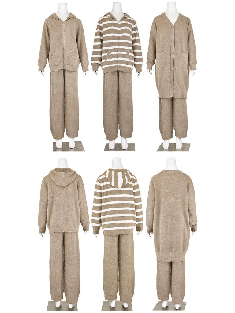 Damen Fleecegefütterter Kapuzen-Cardigan und Lange Hose Set