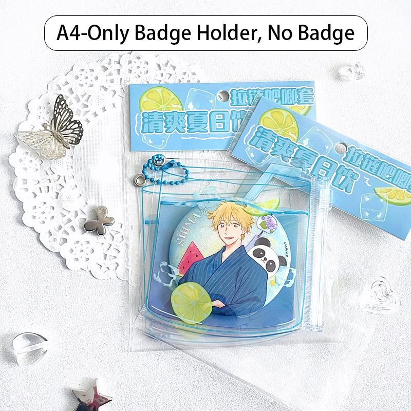Refreshing Summer Drink Badge Cover for 58-75mm Anime Baji Display Storage Bag Kawaii Dust-Proof Badge Protective Case(NO Badge)