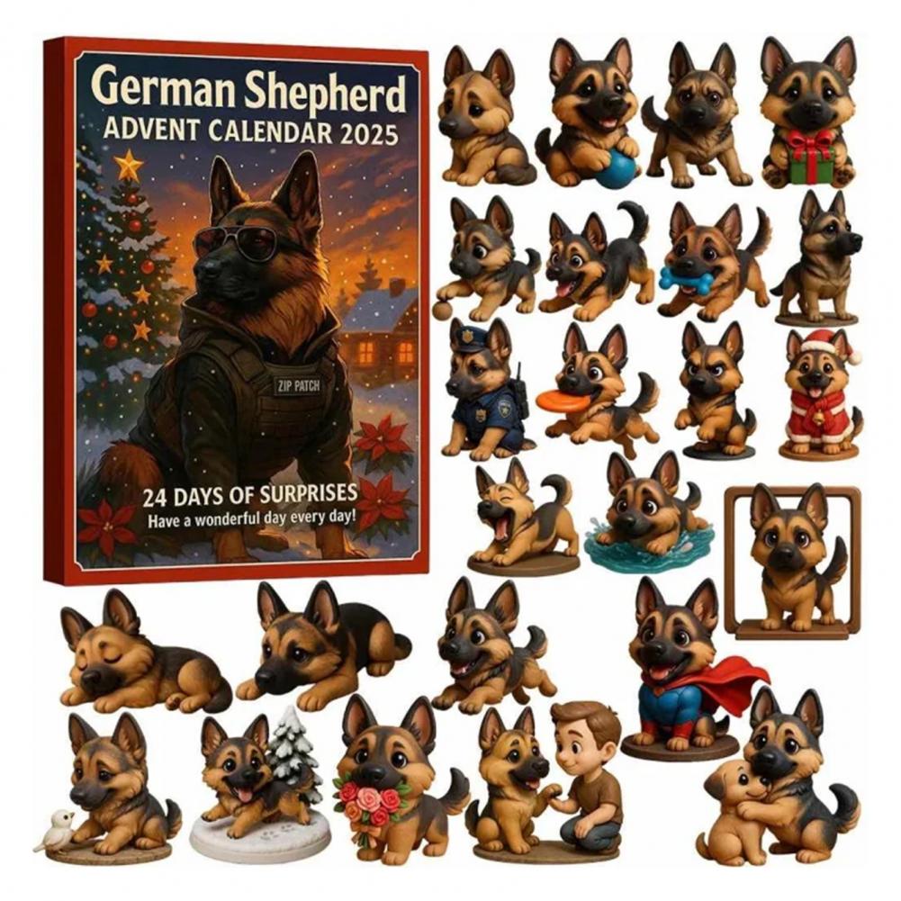 

Christmas Countdown Calendar Shepherd Advent Calendar Box With 24-Day Countdown Dog Themed Acrylic Ornament For Fun