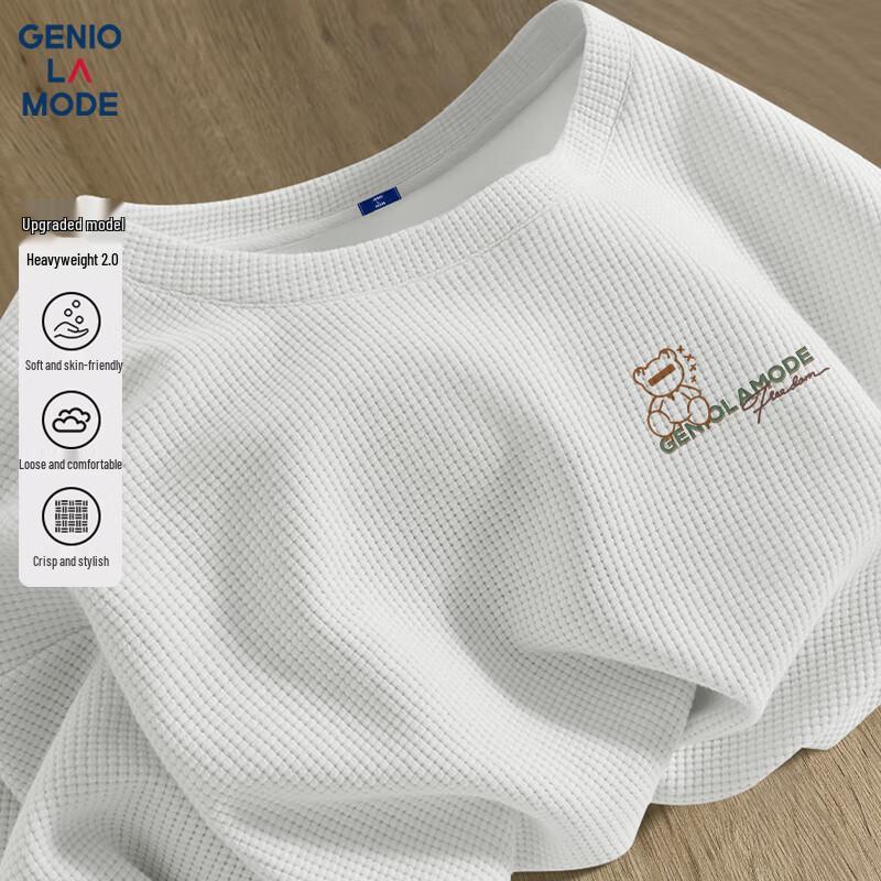 GENIOLAMODE Men s Waffle Knit Printed Short Sleeve T-Shirt 2XL