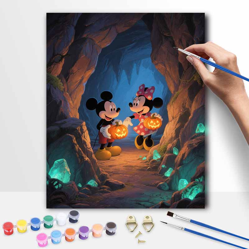 Disney Mickey Minnie Halloween pumpkins oil painting by numbers art kit. handmade diy painting home decoration gifts 20x30cm
