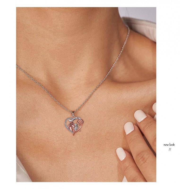 Roségold Pferdeanhänger Halskette Damen Elegant Kreuzkette Choker Leichter Luxusschmuck Tägliches Tragen