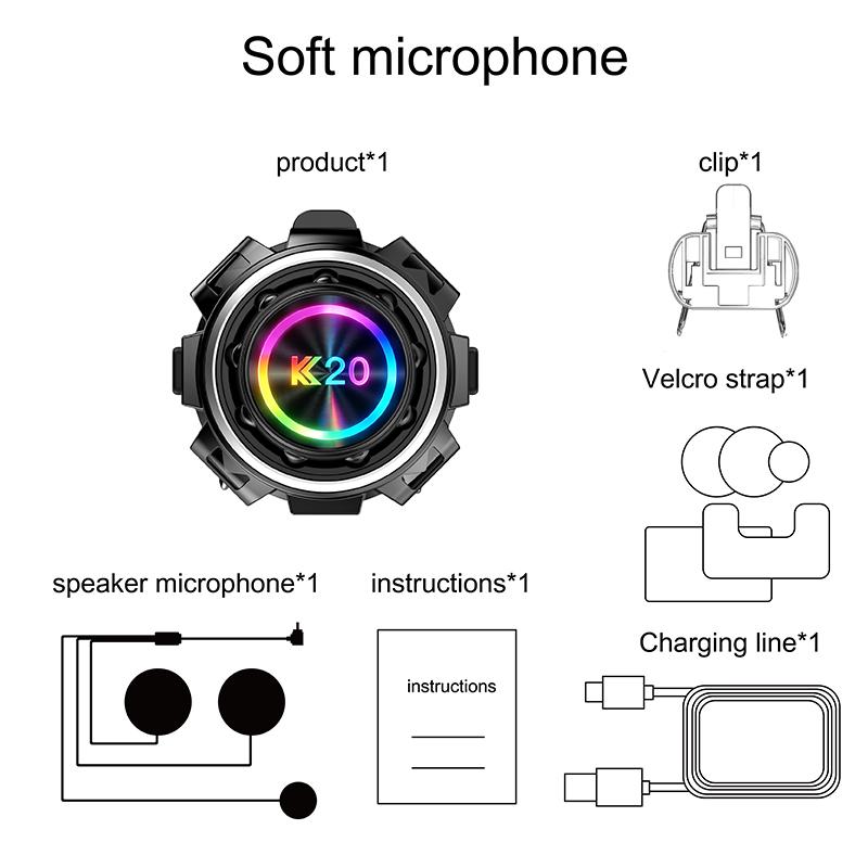 K20 Motorcycle Helmet Headset BT6.0 Intercom Music Player Hands-free Headphone Waterproof Interphone Motorcycle Accessories