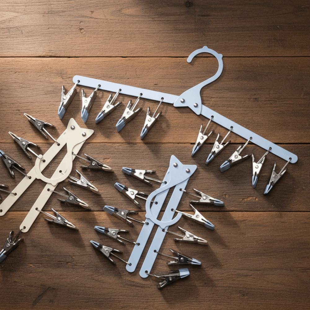 Windproof Folding Clothes Drying Rack 10 Clips Sock Laundry Airer Sock Drying Rack  Apartment