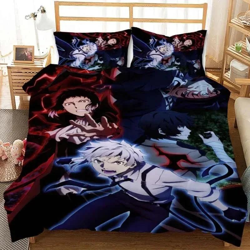 3D Kreslený Set Povlaku na Přikrývku Bungo Stray Dogs Příběhy Ztracených Ložní Sety Přikrývka Povlak na Přikrývku Povlak na Polštář Pro Domácí Textil