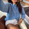 Women Loose Polka Dot Patchwork Long Sleeve Knit Open Cardigan Sweater