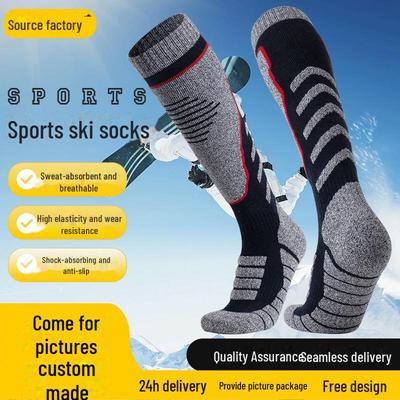 Thick Towel Bottom Outdoor Ski Socks for Comfortable Mountaineering, Sweat-absorbent Warm Cotton Long Socks.