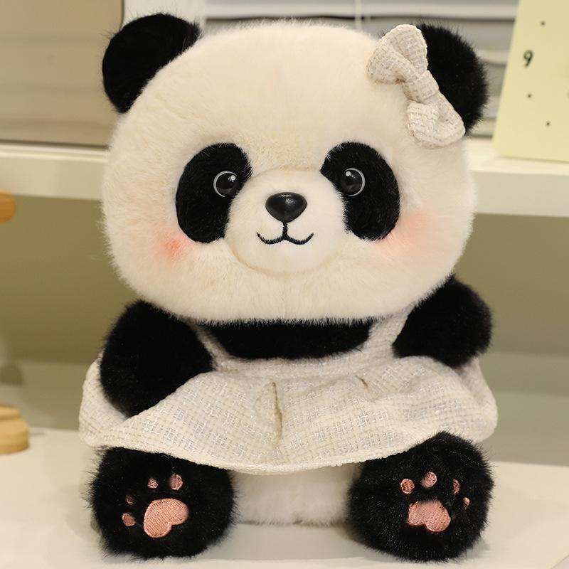 

Cute dress panda doll plush toy clothing black and white panda doll girl company soothing doll 28cm（0.6kg）