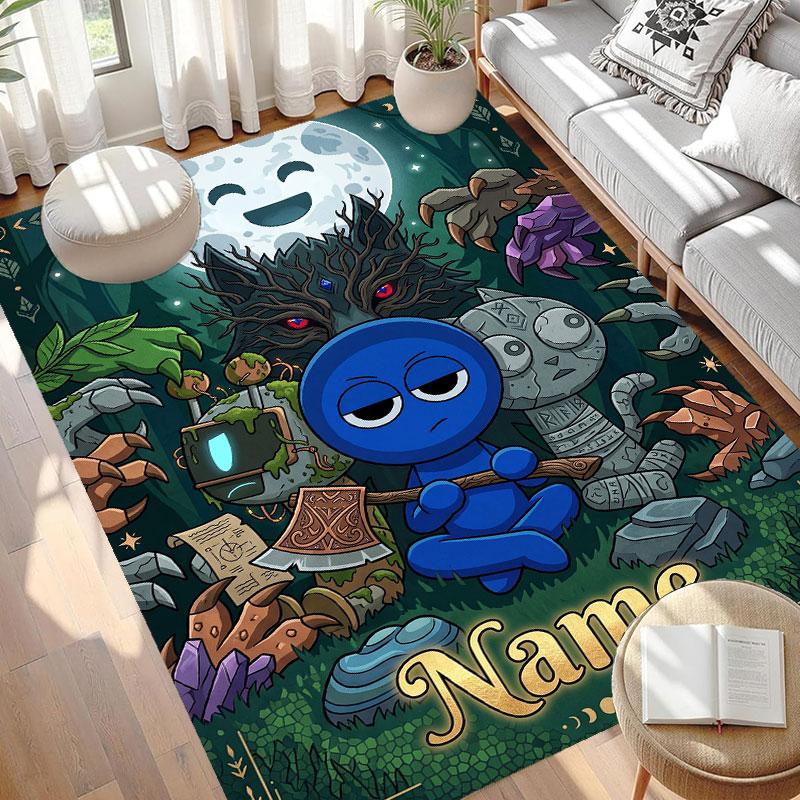 Custom Name Personalized Game Sprunki Print Carpet, Versatile Home Decor Rug, for Playroom, Apartment, Balcony, Entryway, Hallway Gift