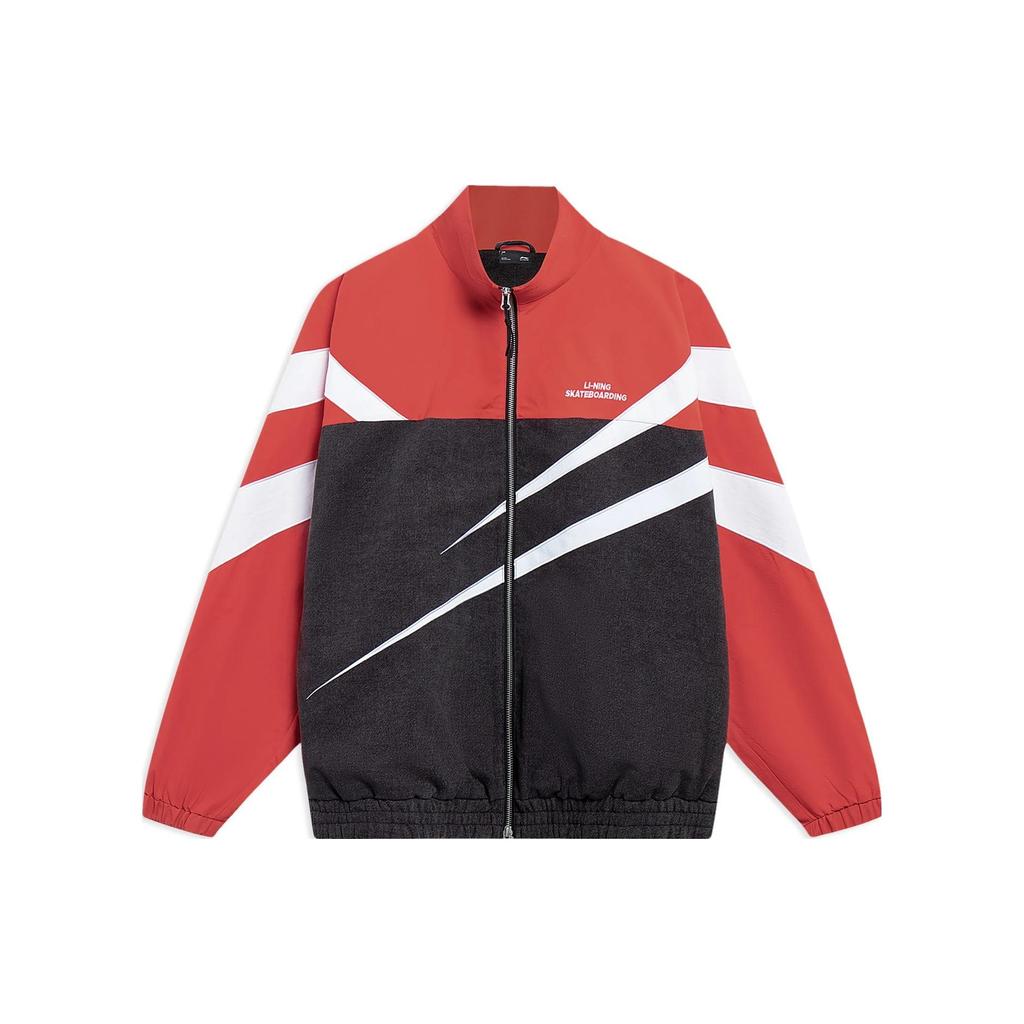 Li Ning SS23 Skateboard Series Color Block Zipper Loose Casual Jacket Men Jackets Red AFDT127-1