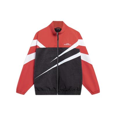 Li Ning SS23 Skateboard Serie Color Block Reißverschluss Lockere Freizeitjacke Herrenjacken Rot AFDT127-1