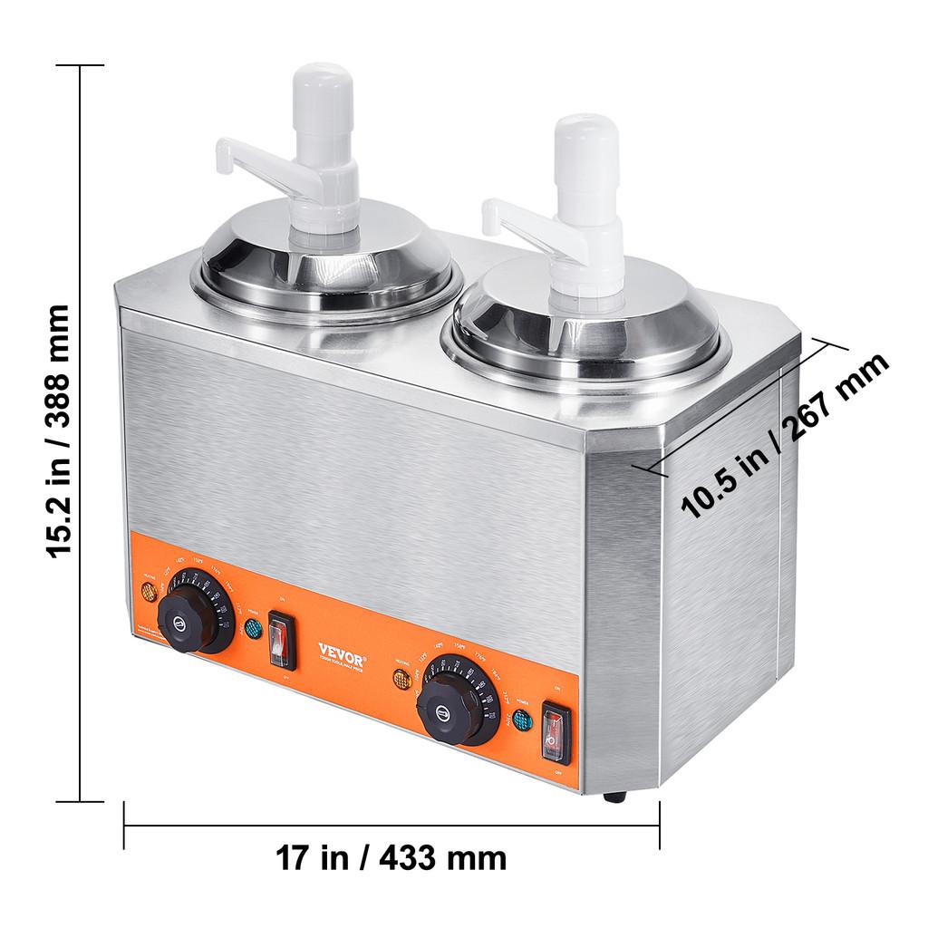 650W/1300W Stainless Steel Electric Cheese Dispenser Commercial Hot Fudge Warmer Plastic Double Pumps Dispenser