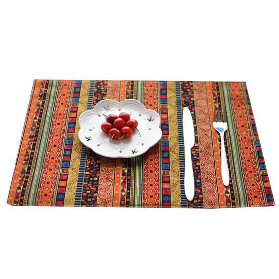 

Ethnic Striped Placemat Heat Insulation Dining Table Mat Colorful Bohemian Placemat for Home Party Farmhouse Restaurant 30*40cm A