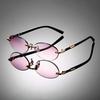 1pc Vintage Oval Rimless Glasses Multicolor Ocean Lens Fashion Unisex Eyewear