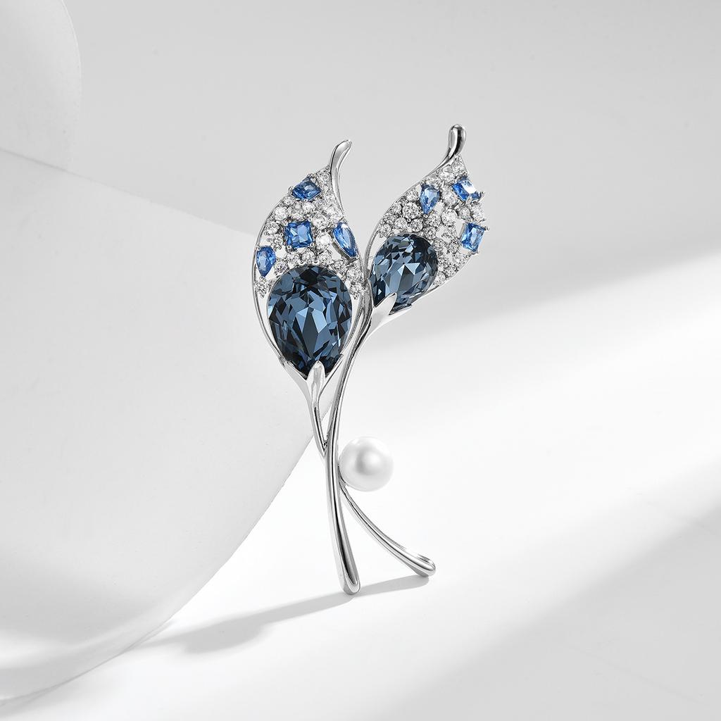 Bindi Ginkgo Biloba Brooch High-end Exquisite Suit Pin Accessories Design Corsage Crystal Coat
