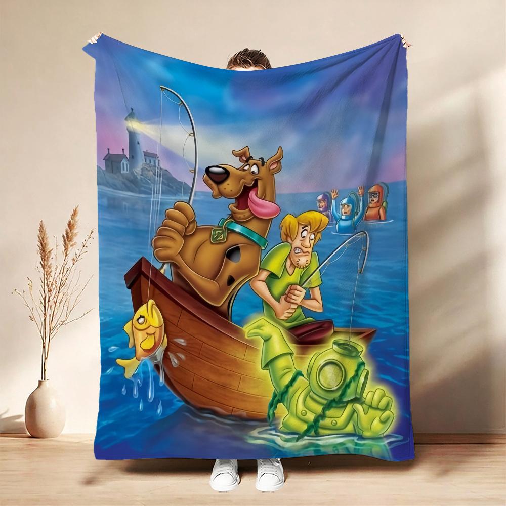 Cool Scooby Doo Flannel Printed Blanket Cozy Warm Fleece Blanket For Living Room Bedroom Gaming Room Lightweight Home Decor Valentine'S Day Gift