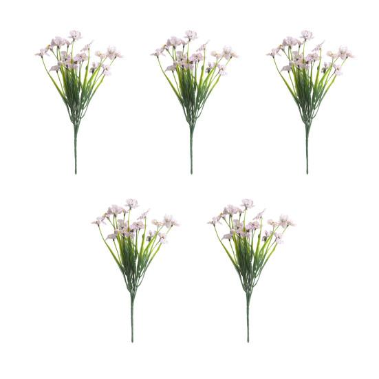 5Pcs Faux Violet Bundles UV Resistant Artificial Flowers Realistic Fake Violets for Outdoors Patios Porches Window Boxes Home Indoor Decor