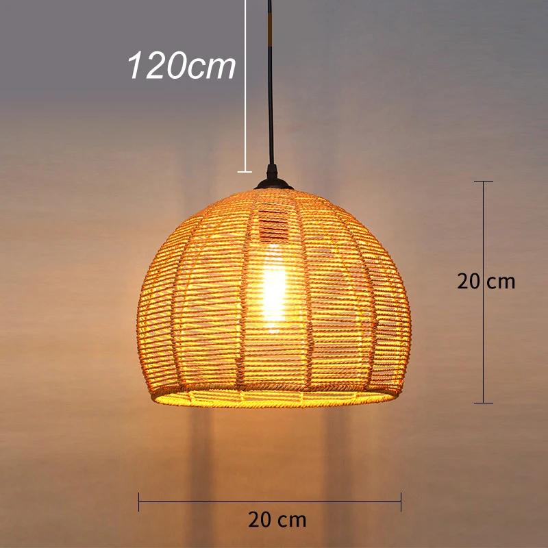 Spain Classical Sisal Rope Pendant Light E27 Hanging Lamp Retro Antique Industrial Lantern Chandelier Iron Candle Home Appliance