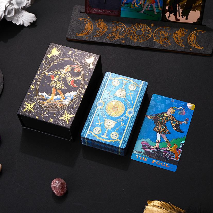 Gold Foil Waterproof Tarot Cards - Wear-Resistant Tabletop Game Toy