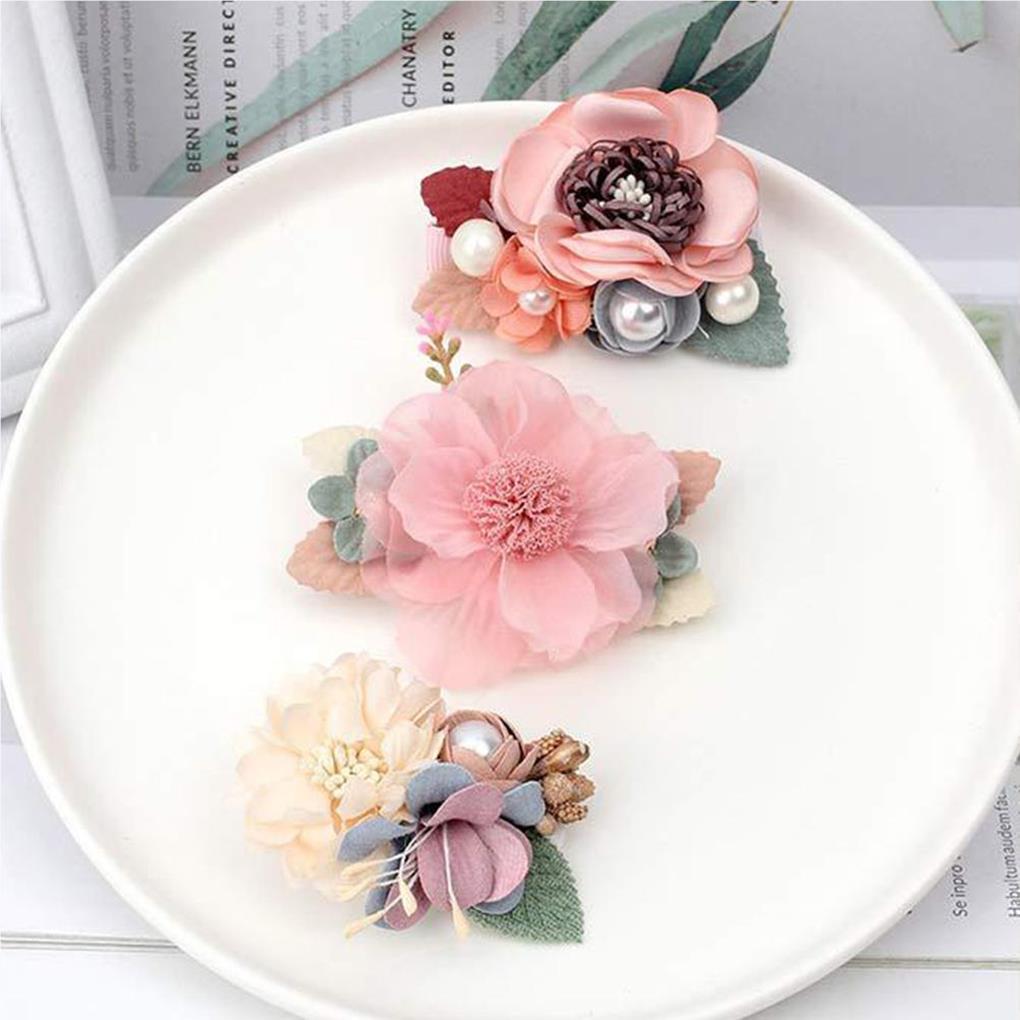 3 Pieces Hair Clip Head Decor Space Saving Exquisite Multicolored Party Decorative Flower Pins Headdress Kit Women Supplies
