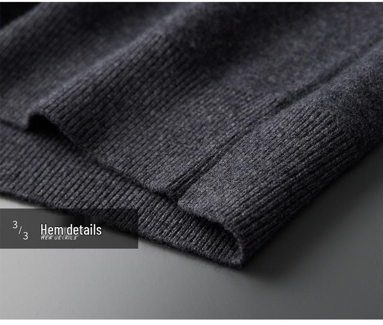 Męska Gruba Grzana Kaszmirowa Bluza Rozpinana z Zamkiem - Jesień/Zima Wełniany Sweter Nowość