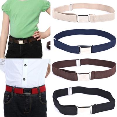 Children Solid Color Unisex Canvas Belts Boys Girls Elastic Belt Adjustable